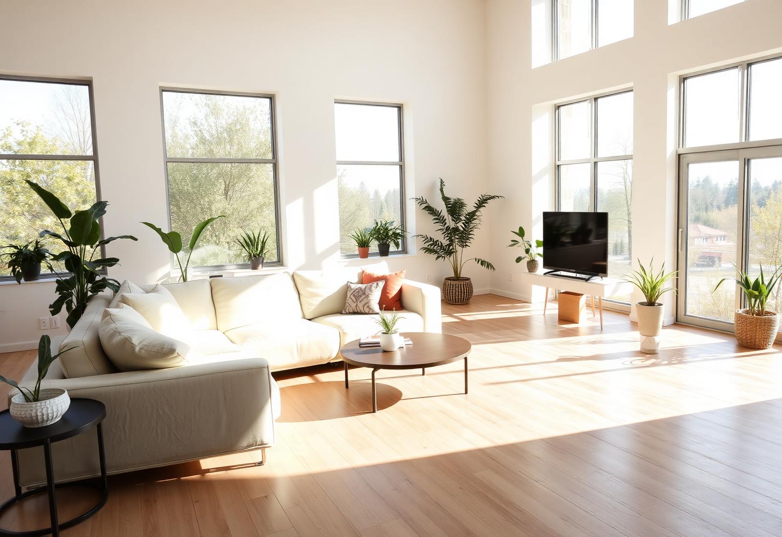 Bright, professionally cleaned modern living room